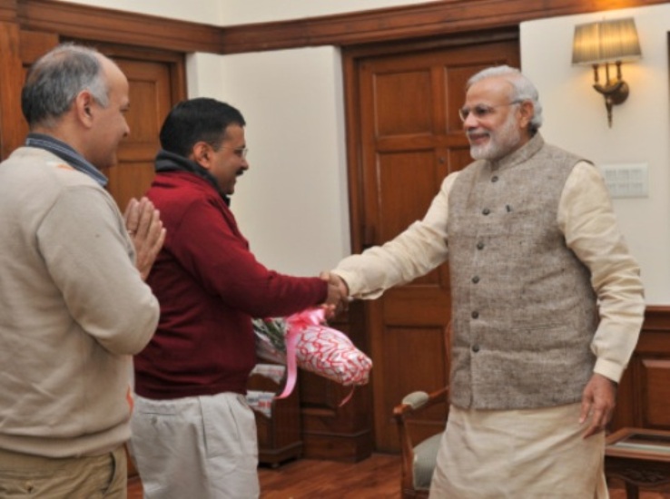 The Delhi Chief Minister-designate, Shri Arvind Kejriwal calls on the Prime Minister, Shri Narendra Modi, in New Delhi on February 12, 2015.