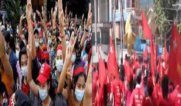 میانمار میں فوجی تختہ پلٹ کے خلاف زبردست مظاہرے