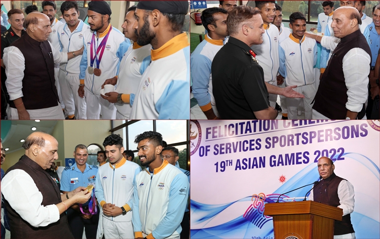راجناتھ نے ایشیائی کھیلوں میں مسلح افواج کے تمغے جیتنے والوں کو اعزاز سے نوازا