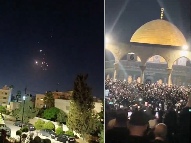 ایران کا اسرائیل پر حملہ؛ فلسطینیوں کا مسجد اقصیٰ کے باہر جشن