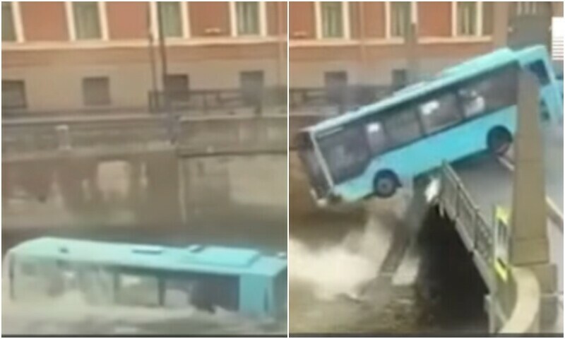 روس: مسافر بس پُل سے دریا میں گر گئی، 7 افراد ہلاک، فوٹیج وائرل